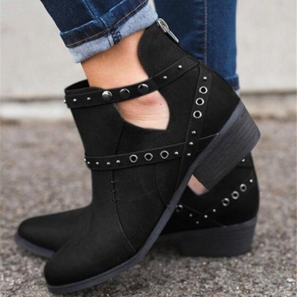 Large Size Women Winter Pointed Toe Zipper Low Heel Short Boots Large Size Women Winter Pointed Toe Zipper Low Heel Short Boots