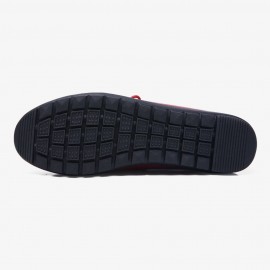 Women Lace-up Leather Solid Color Soft Sole Flat Shoes