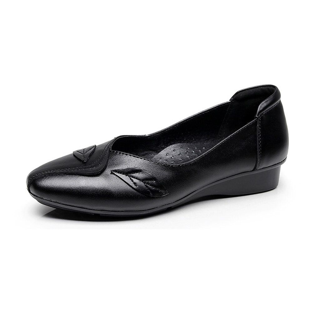 Women Office Leaf Leather Slip On Flats Women Office Leaf Leather Slip On Flats