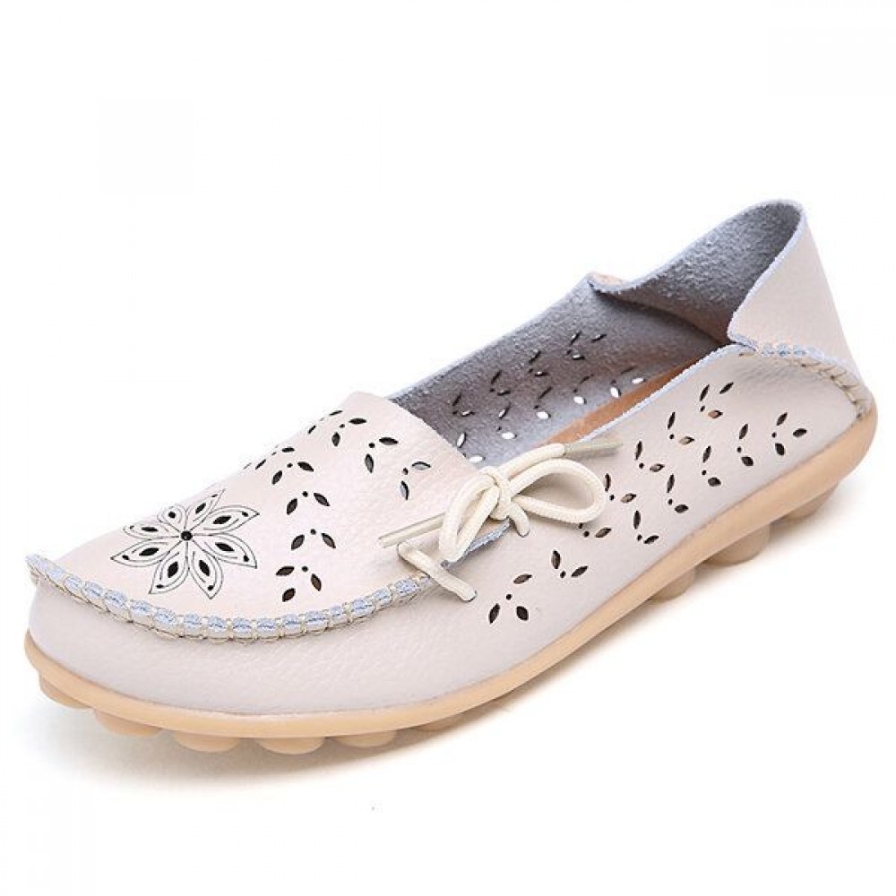 Big Size Leather Hollow Out Floral Breathable Soft Comfy Lace Up Flat Shoes Big Size Leather Hollow Out Floral Breathable Soft Comfy Lace Up Flat Shoes