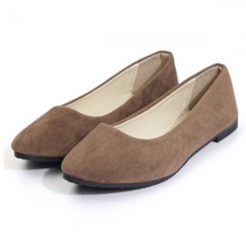Women Pure Color Round Toe Slip On Flat Ballet Shoes