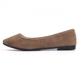 Women Pure Color Round Toe Slip On Flat Ballet Shoes